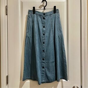 J.Crew Chambray Button-Front A-Line Skirt